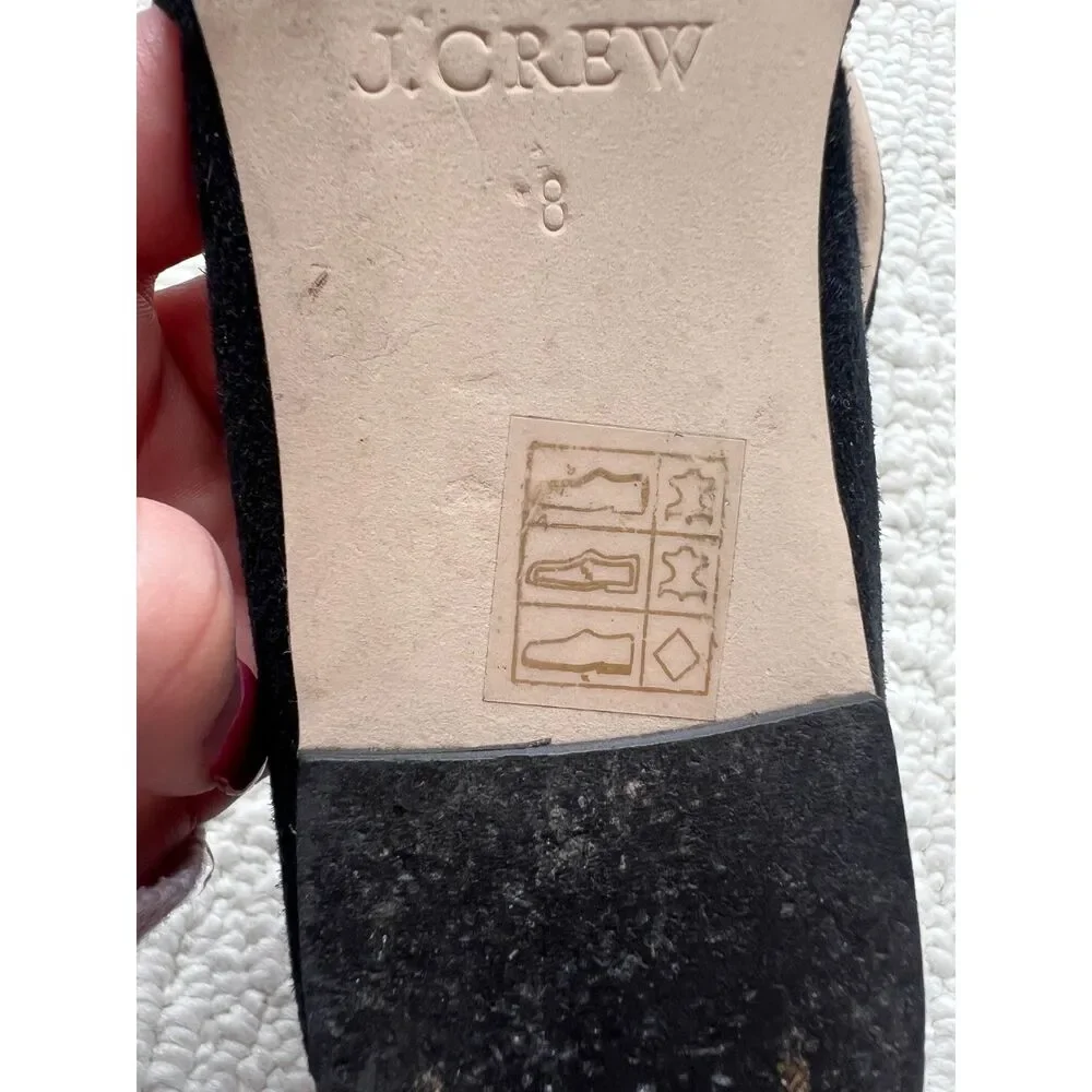 j. crew black leather flats pointed toe asymmetric cut size 8 - Picture 9 of 9